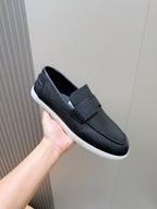 Black Leather Contrast Sole Loafer - Men's