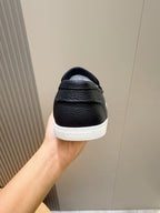 Black Leather Contrast Sole Loafer - Men's