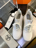 White Leather Plain Lace-Up Boot - Men's