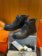White Leather Plain Lace-Up Boot - Men's