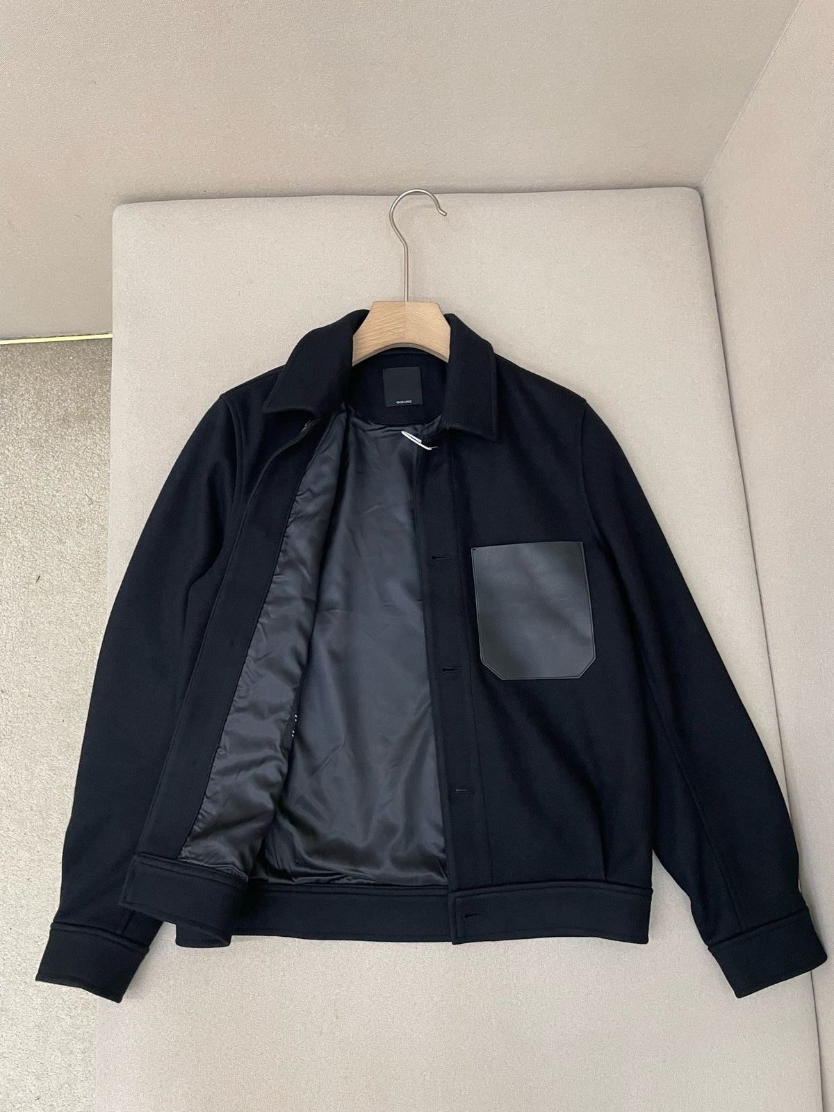 Navy Wool Contrast Pocket Blouson - Men's