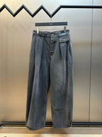 Grey Denim Pleated Wide-Leg - Men's