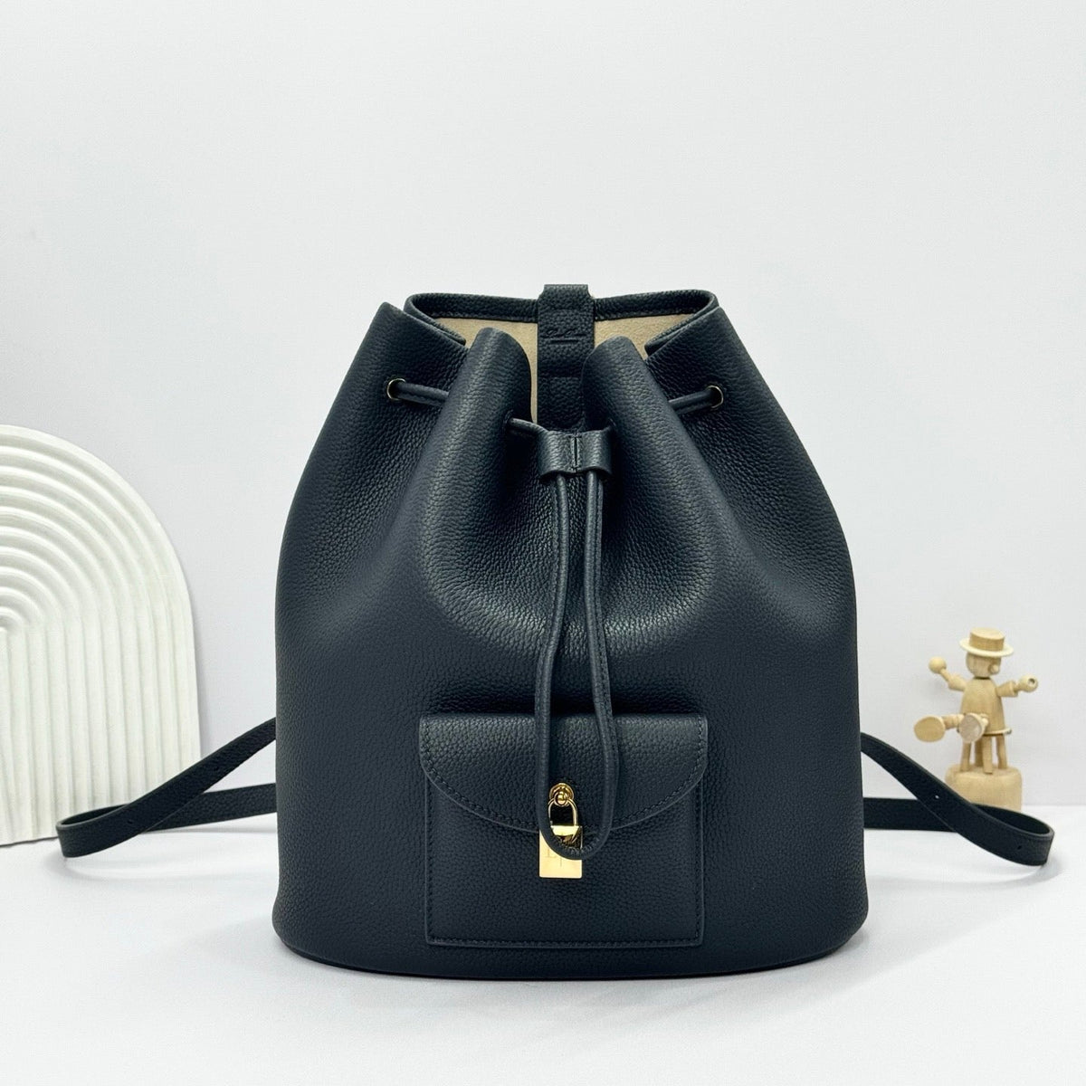Black and Brown Bucket Bag