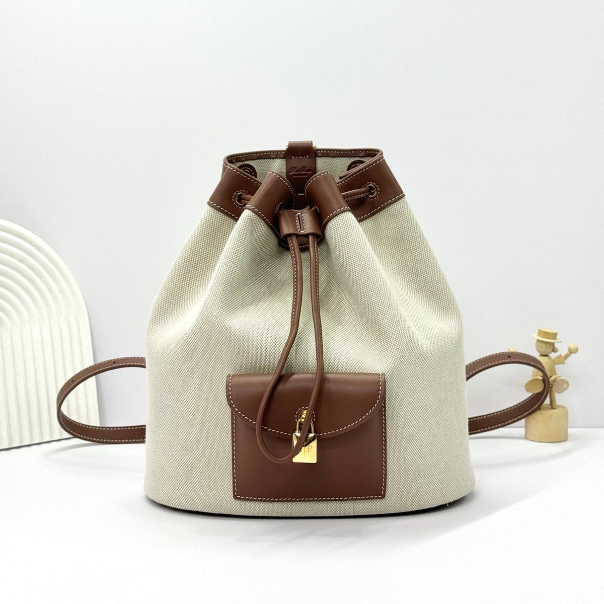 Grey and Brown Bucket Bag