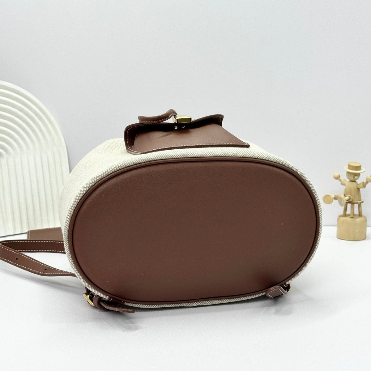 Grey and Brown Bucket Bag