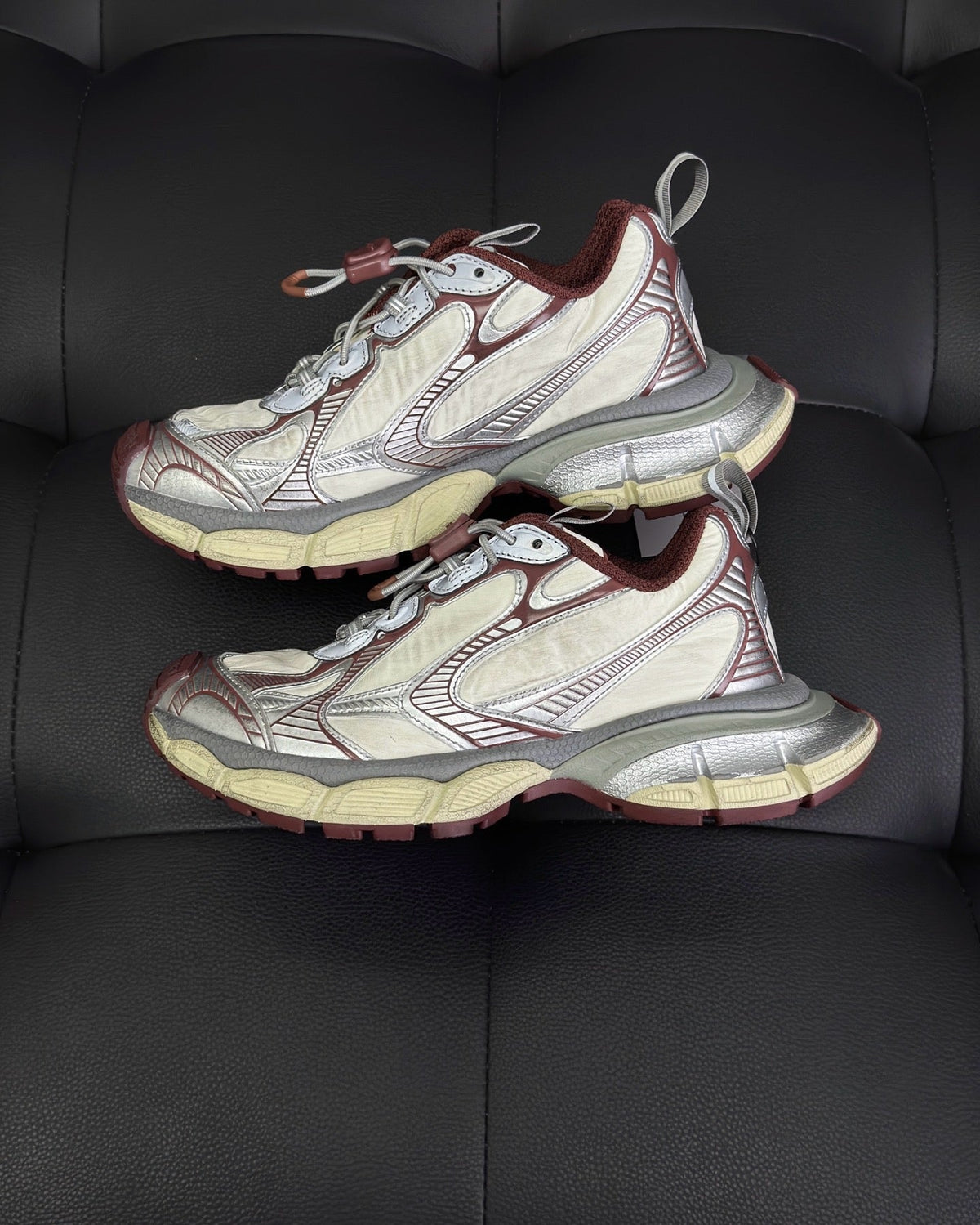 Caged Panel Runner Cream and Red Sneakers