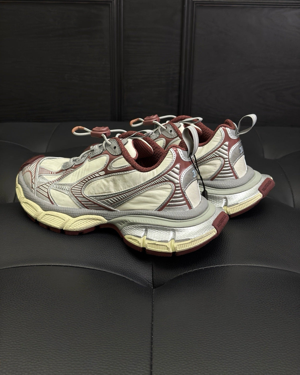 Caged Panel Runner Cream and Red Sneakers