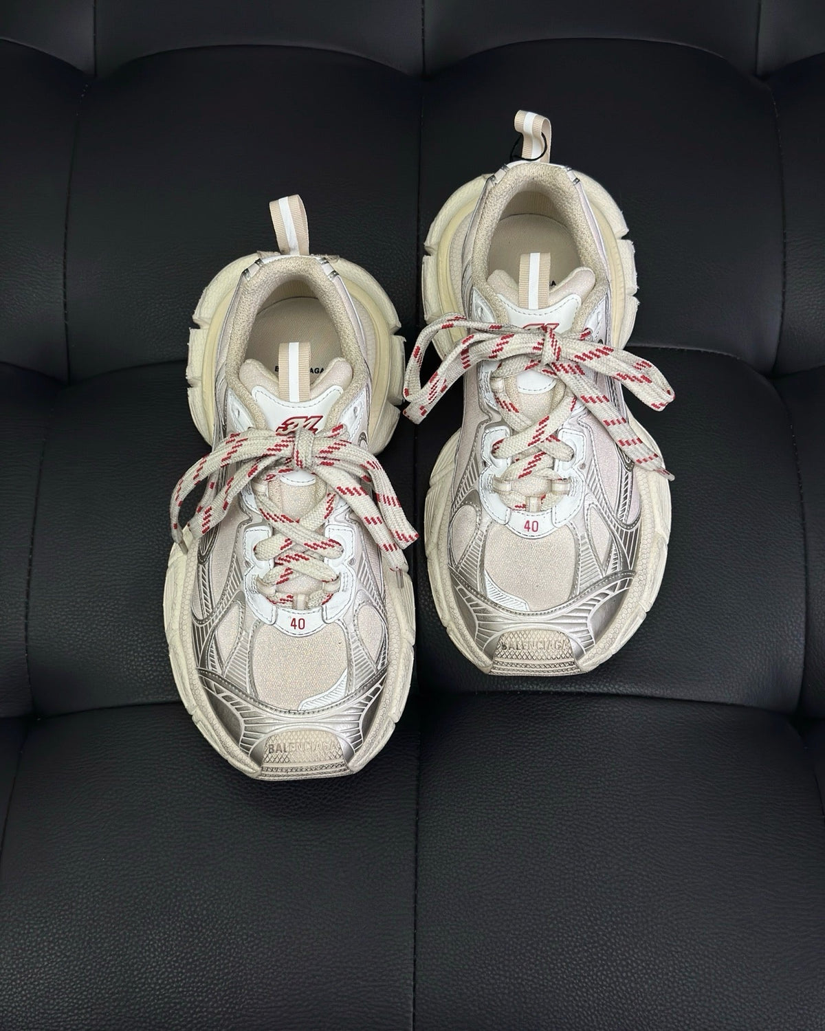 Caged Panel Runner Cream and Pink Sneakers