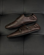 Brown Leather Double Buckle Monk - Men's