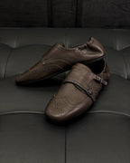 Brown Leather Double Buckle Monk - Men's