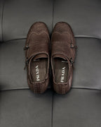 Brown Leather Double Buckle Monk - Men's
