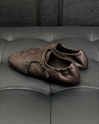 Brown Leather Double Buckle Monk - Men's