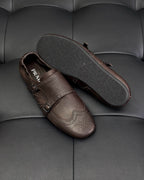 Brown Leather Double Buckle Monk - Men's