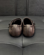 Brown Leather Double Buckle Monk - Men's