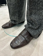Brown Leather Double Buckle Monk - Men's