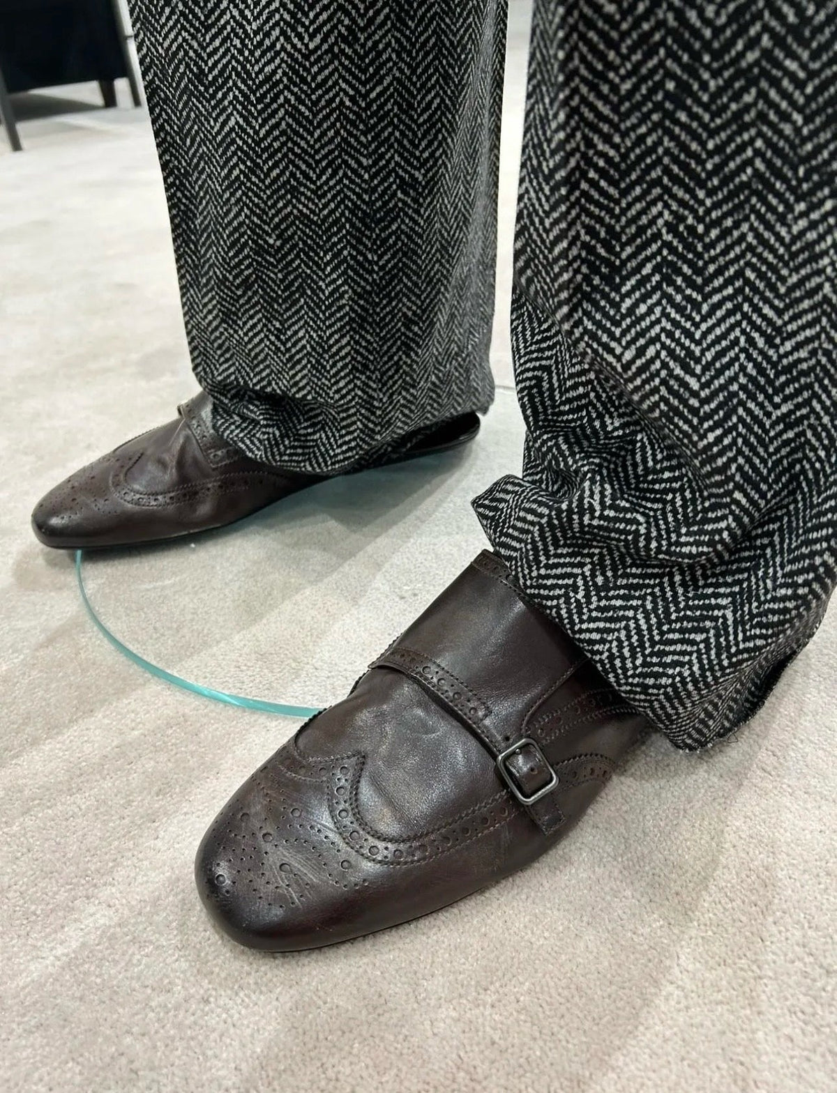 Brown Leather Double Buckle Monk - Men's
