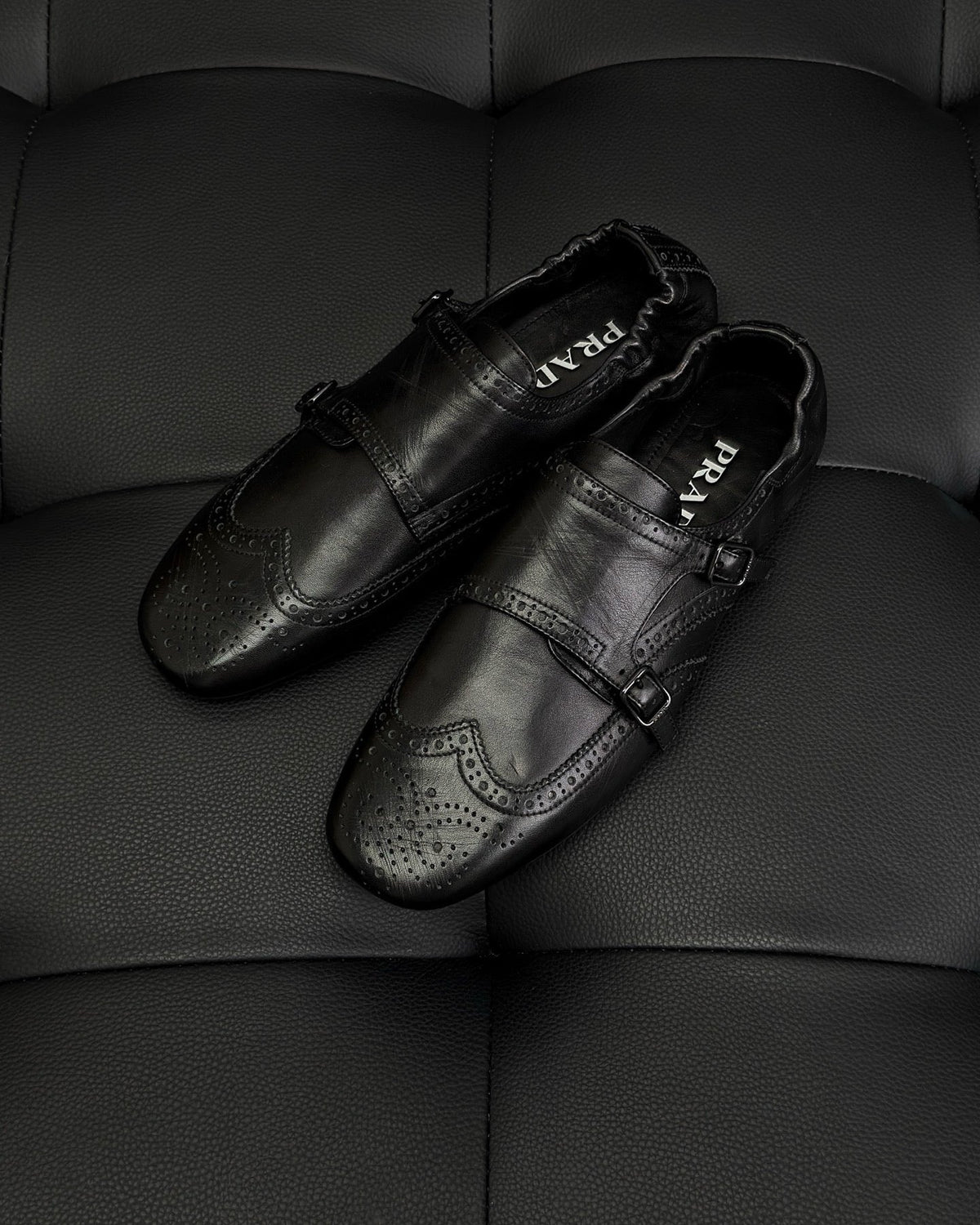 Brown Leather Double Buckle Monk - Men's