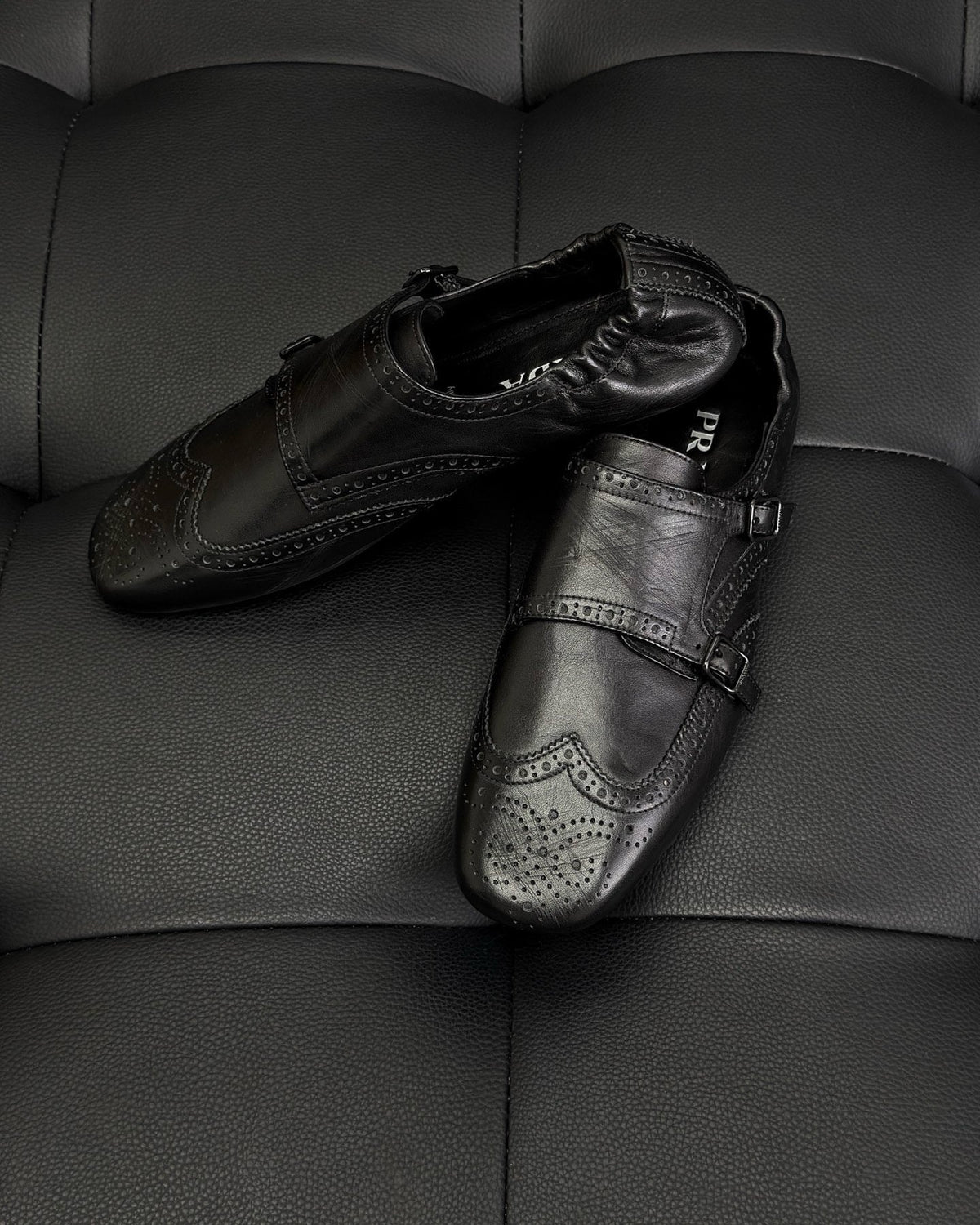 Brown Leather Double Buckle Monk - Men's