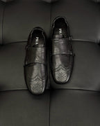 Brown Leather Double Buckle Monk - Men's