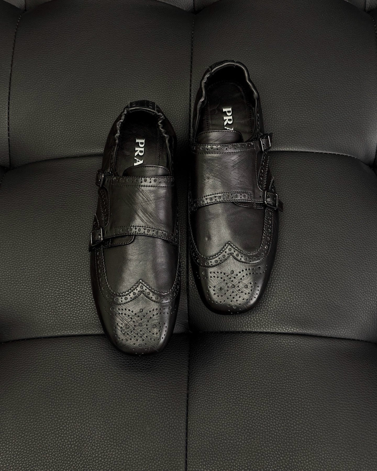 Brown Leather Double Buckle Monk - Men's