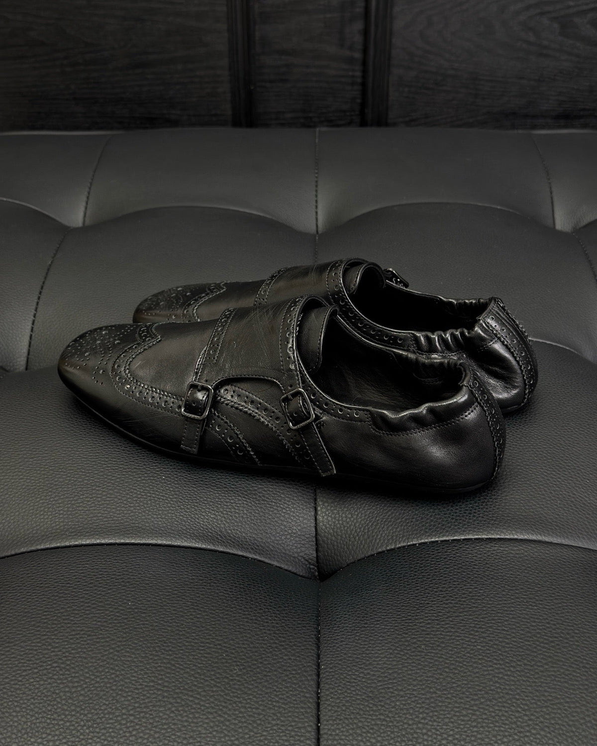 Brown Leather Double Buckle Monk - Men's