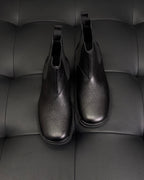Black Leather Lug Sole Chelsea Boot - Men's