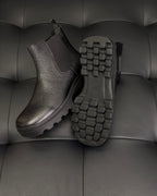 Black Leather Lug Sole Chelsea Boot - Men's