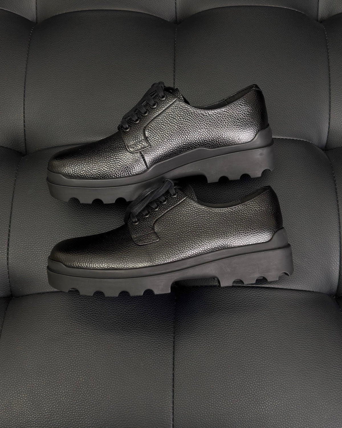 Black and Mustard Derby Shoes - Men's