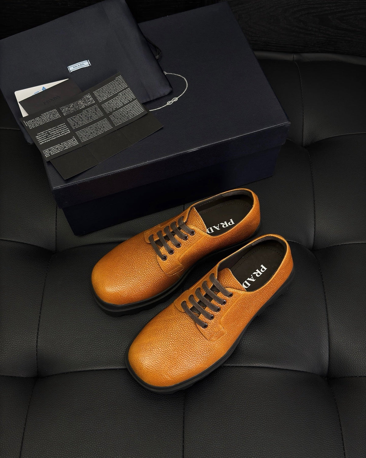 Black and Mustard Derby Shoes - Men's