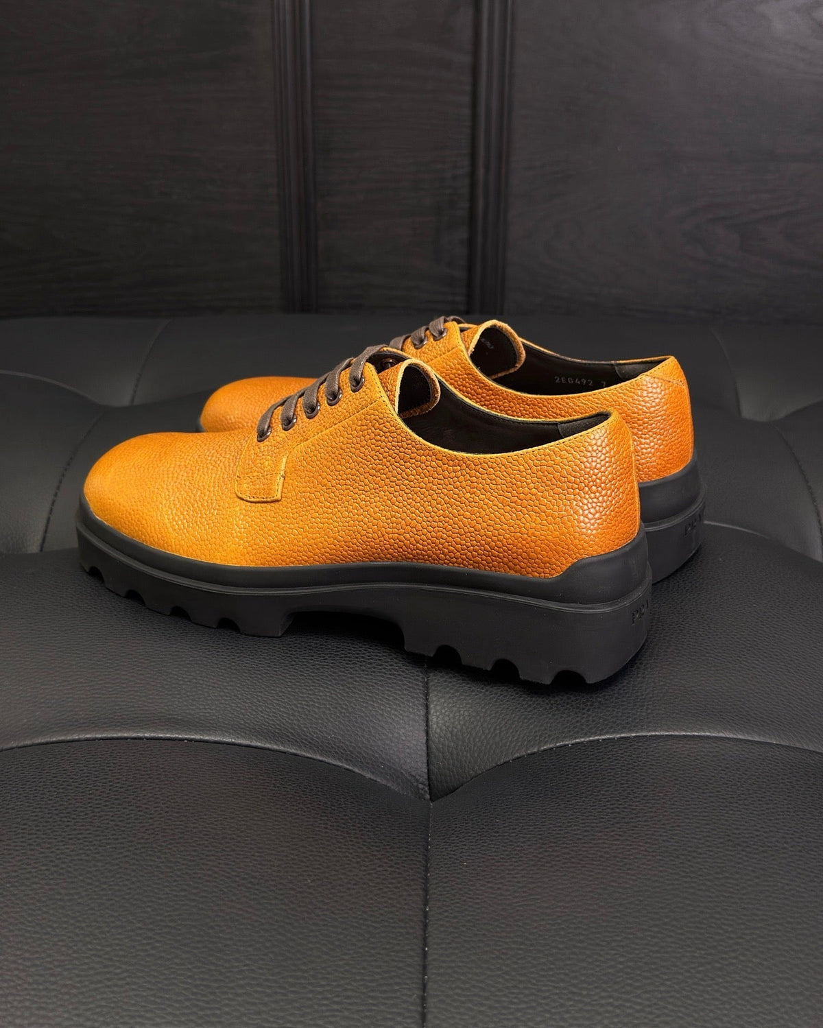 Black and Mustard Derby Shoes - Men's