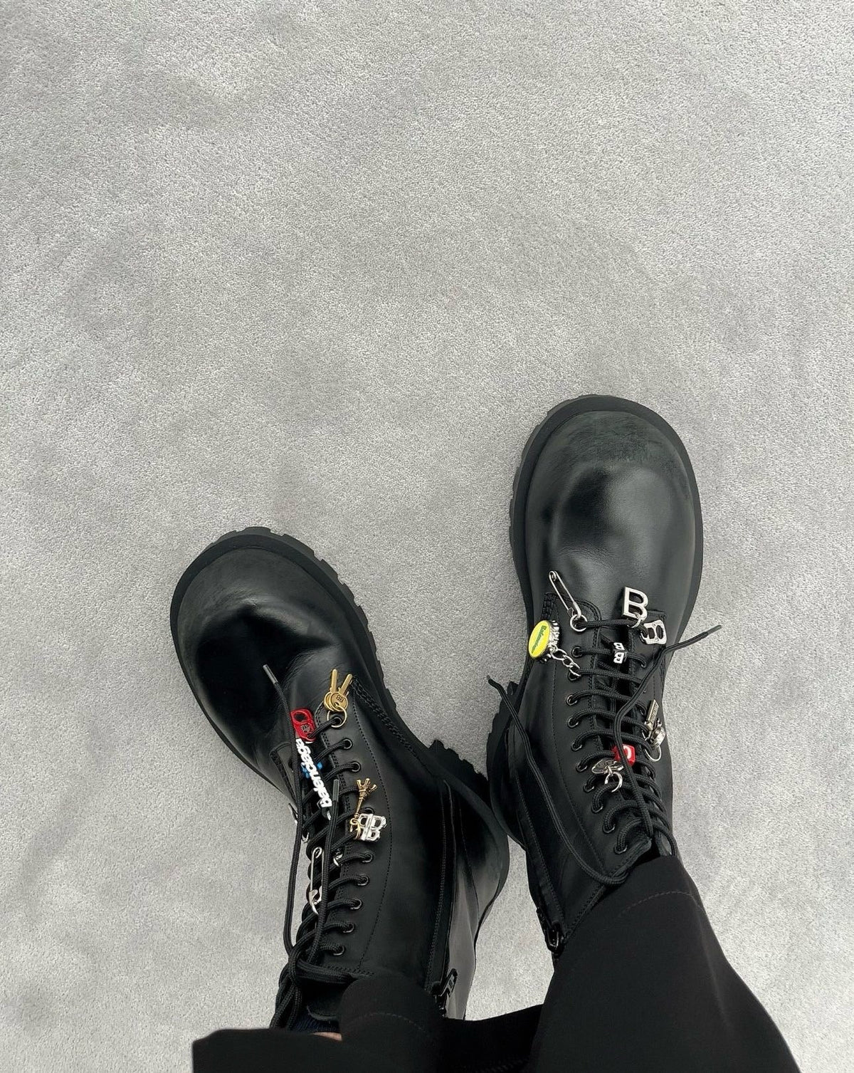 Black Suede Charm Combat Boot - Men's