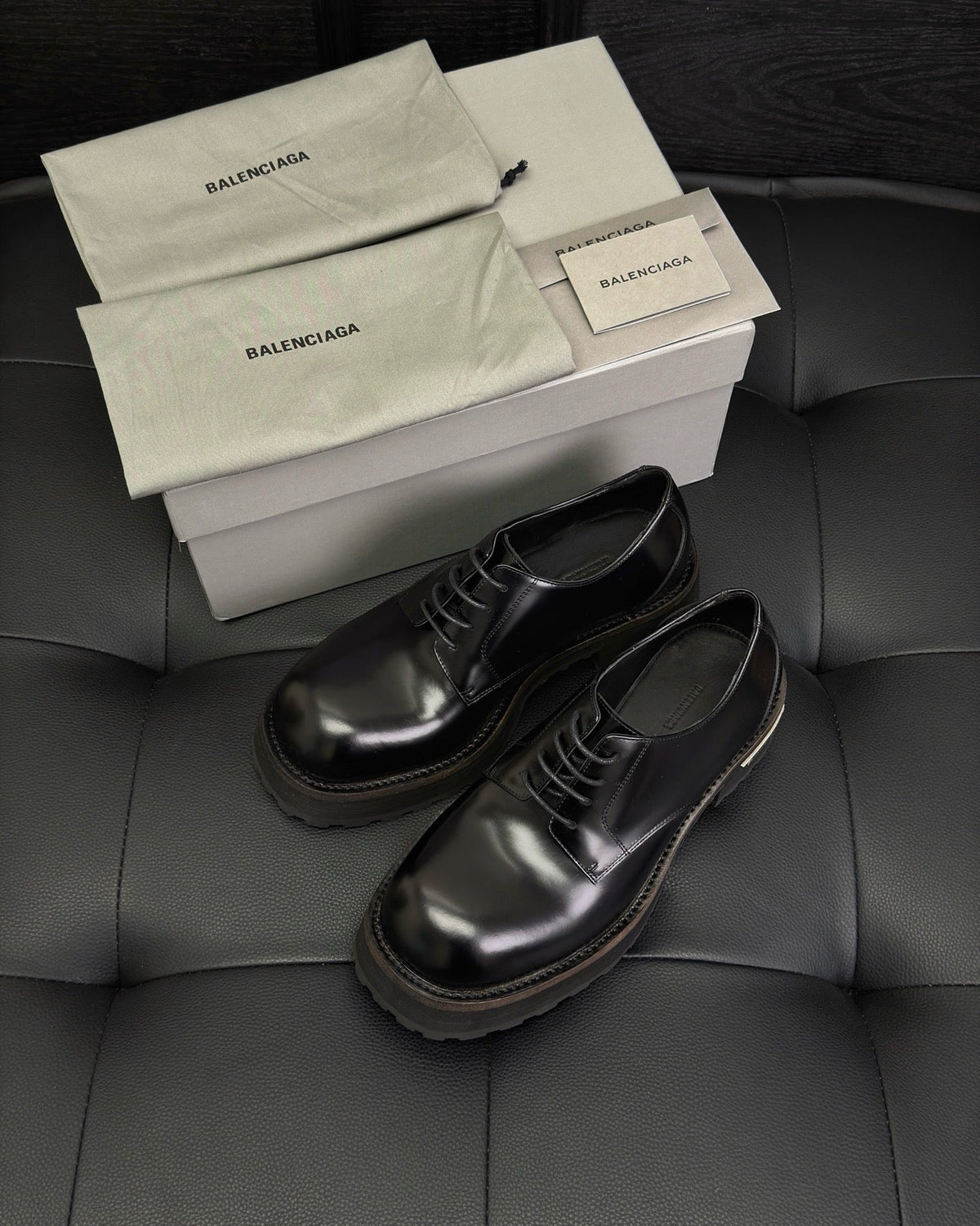 Black Derby Shoes - Men's