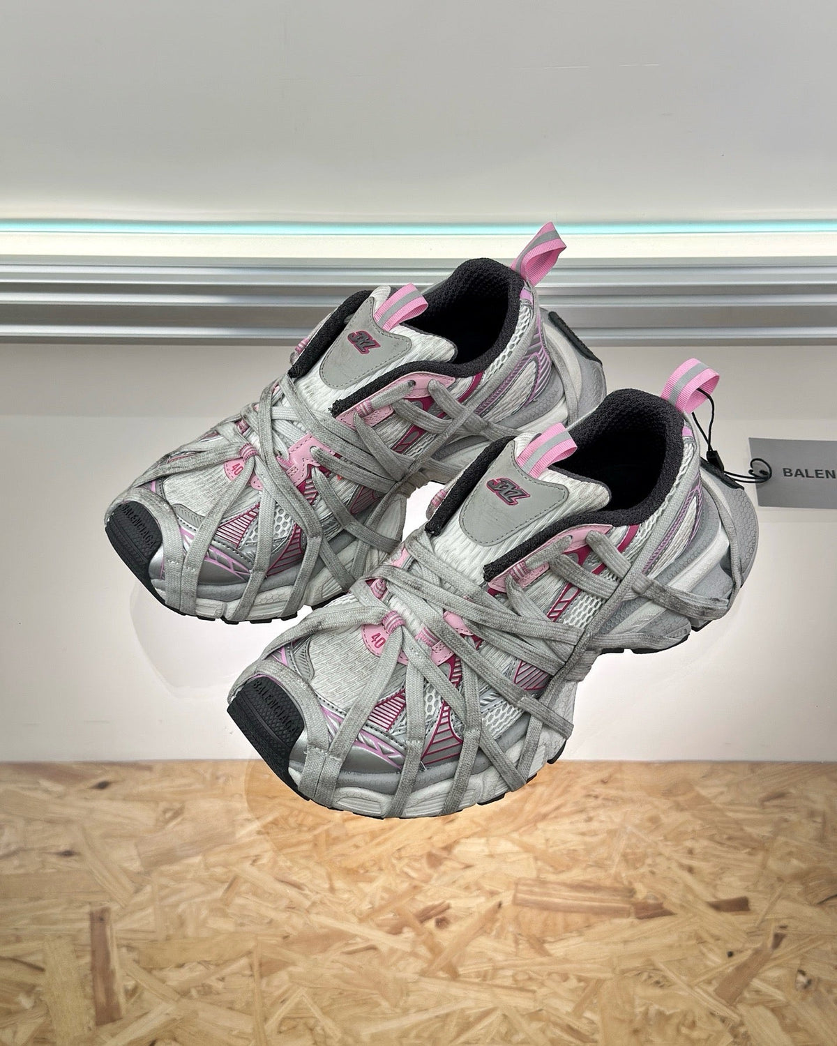 White and Pink Distressed Sneakers