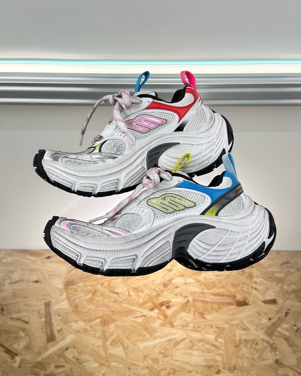Multicolour Distressed Mesh Sneakers