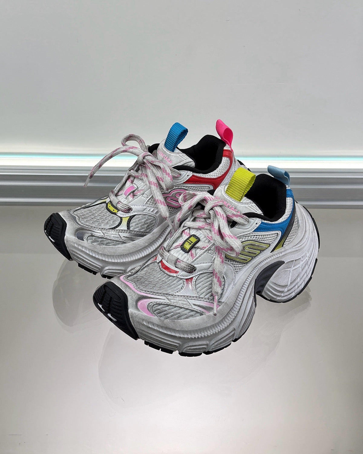 Multicolour Distressed Mesh Sneakers