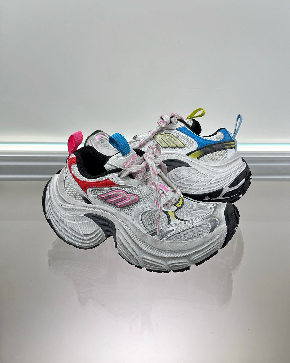 Multicolour Distressed Mesh Sneakers