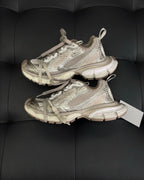 Beige Distressed Mesh Sneakers