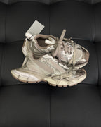 Beige Distressed Mesh Sneakers