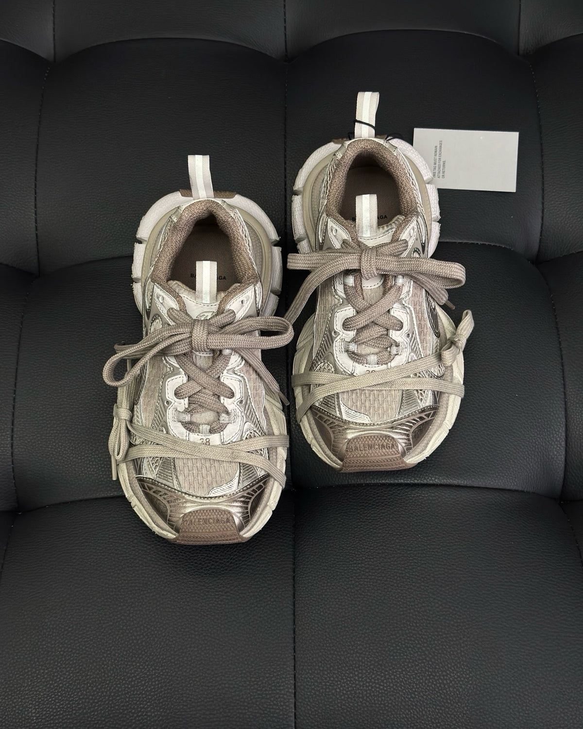 Beige Distressed Mesh Sneakers