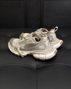 Beige Distressed Mesh Sneakers