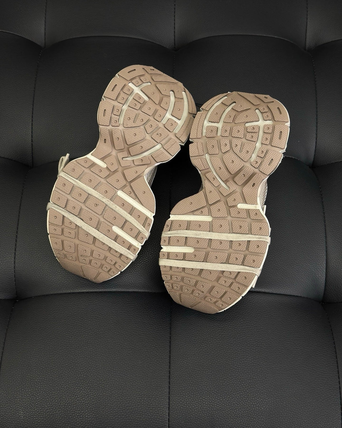 Beige Distressed Mesh Sneakers