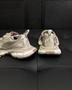 Beige Distressed Mesh Sneakers