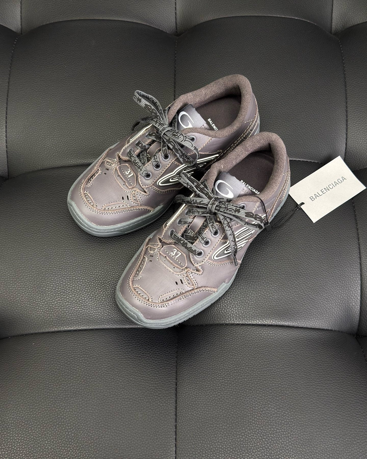Grey and Pink Runner Sneakers