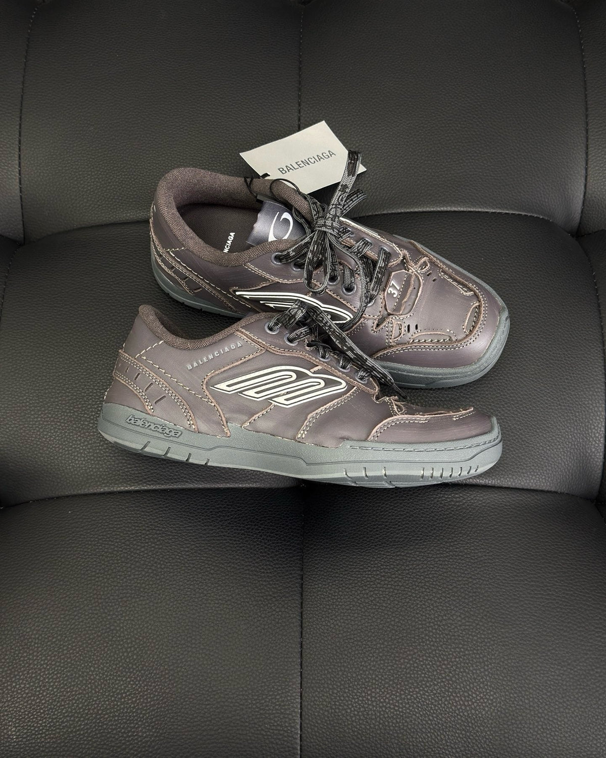 Grey and Pink Runner Sneakers