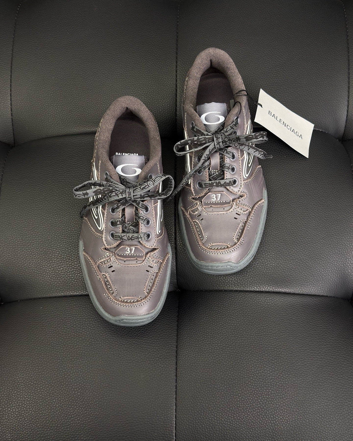 Grey and Pink Runner Sneakers