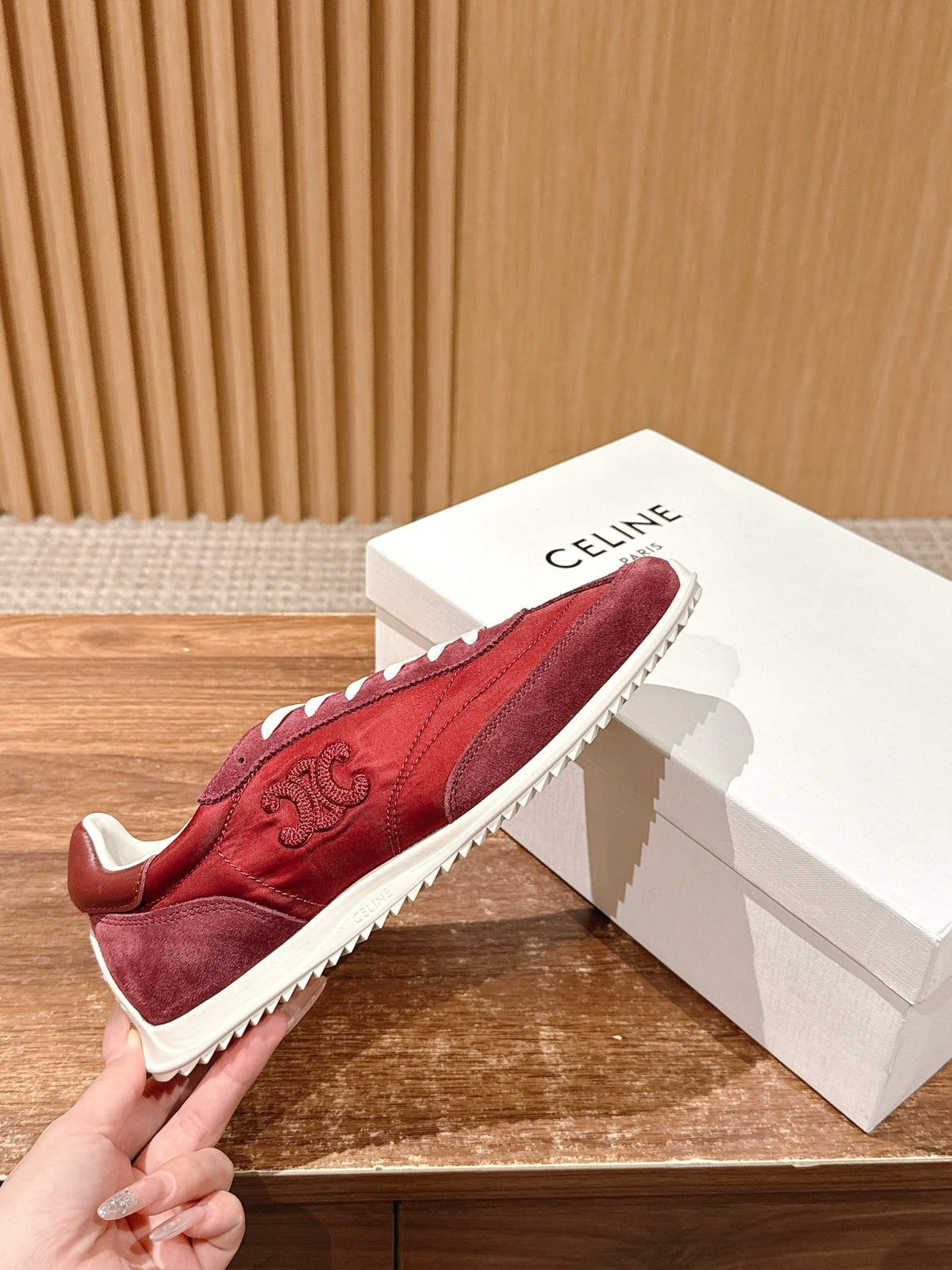 Red Leather Colourblock Runner - Women's