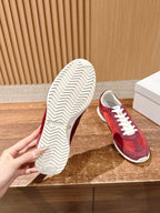 Red Leather Plain Low-Top - Women's