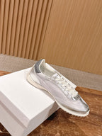 Red Leather Plain Low-Top - Women's