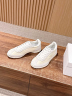 Cream Leather Plain Low-Top - Women's