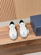 Leather Low-Top White and Tan Sneakers - Men's
